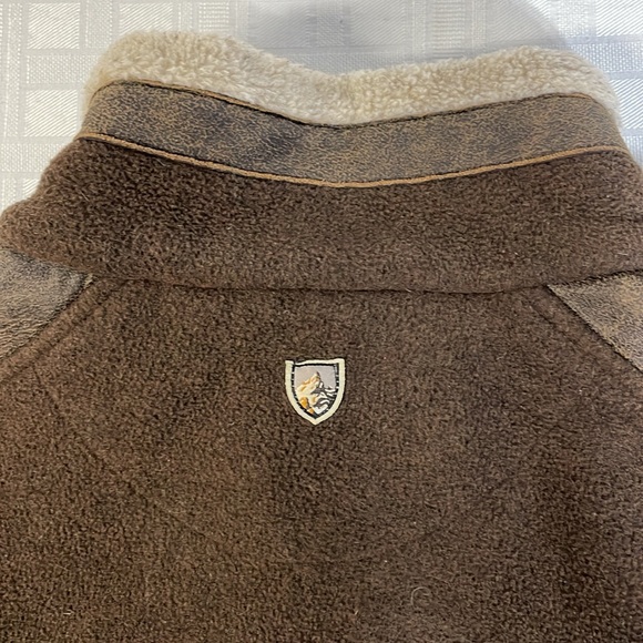 Kuhl Alpenwurx Heavy Fleece Suede Jacket Berber Collar Full Zip Pockets Large - Picture 15 of 16
